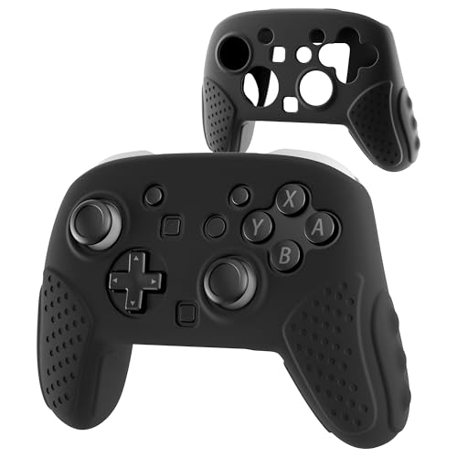 GLDRAM Switch 2 Pro Controller Clear Case, Remote Soft Silicone Protective Cover Skin, Scratch & Shockproof Durable Accessories for Nintendo Switch 2 Pro Controller - Black