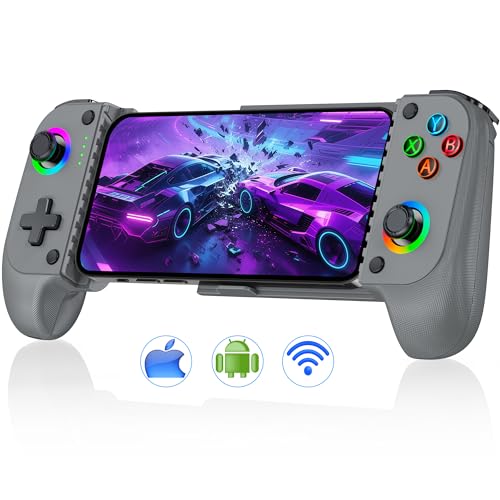 NinjaPlusOX Phone Game Controller for iPhone/Android with with Hall Joystick, Wireless Mobile Game Controller Support Xbox Cloud, Steam Link, Call of Duty, Roblox, Cloud iOS Android Controller - color: Grey