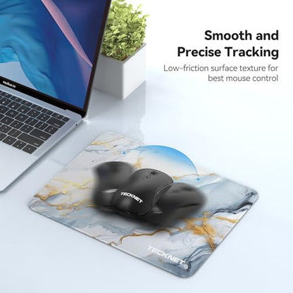 TECKNET Mouse Pad with Anti-fray Stitching, Waterproof Surface & Non-Slip Rubber Base with Stitched Edges Gaming Mouse Mat for Laptop，Compatible with Laser and Optical Mice - Grey Gold Marble - color: Grey Gold Marble-1 Pack