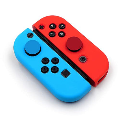 Switch Controller Skin, Anti-Slip Silicone Grips Covers Soft Ultra-Thin Protective Cover Case for Switch Controller (Black) with 2 Cute Thumb Grip Caps