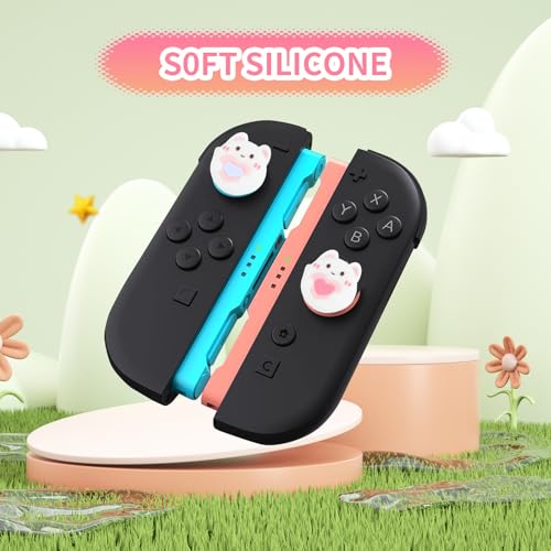 Heart Bunny Switch 2 Joycon Thumb Grips Caps, 4 PCS Cute Kawaii 3D Silicone Analog Thumbstick Button Cover for NS Switch 2 Joystick Caps - color: Heart Bunny for NS2