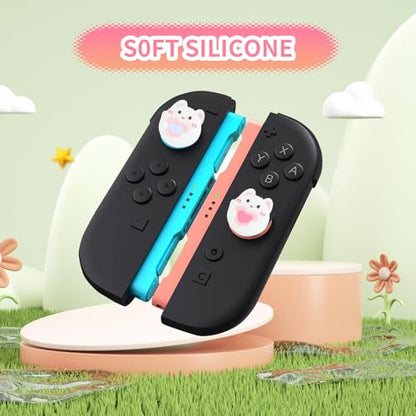Heart Bunny Switch 2 Joycon Thumb Grips Caps, 4 PCS Cute Kawaii 3D Silicone Analog Thumbstick Button Cover for NS Switch 2 Joystick Caps - color: Heart Bunny for NS2