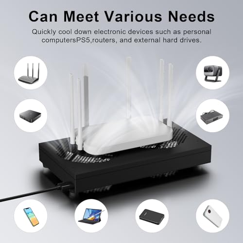 USB Computer Cooling Fan - High Airflow for Routers, PS5, Small Electronics - Up to 1900RPM - style: Black 260mm