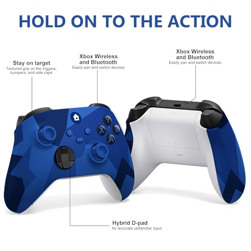 Xnmbbyzl Xbox One Controller,Wireless Controller Compatible with Xbox One/One S/One X/One Series X/S/PC，with 3.5mm Audio Jack,with 2.4GHz Wireless Adapter，Camo Blue