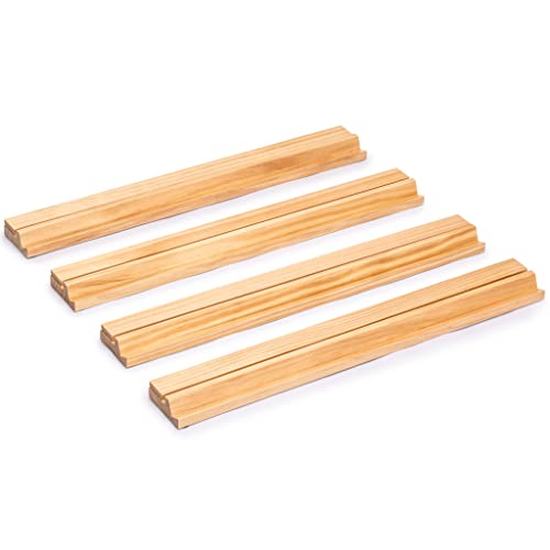 Yellow Mountain Imports 18-Inch Natural Pine Wooden Mahjong Racks with Pushers - Set of 4 (Racks with Pushers Only) - color: Natural Pine