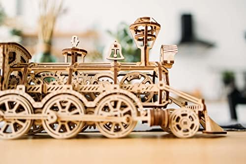 Wood Trick Toy Train Set 3D Wooden Puzzles for Adults to Build | [405 Parts] Locomotive w/ Railway Track - Engineering DIY Wooden Model Kit for Adults to Build