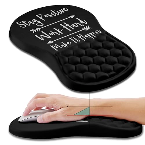 Hokafenle Ergonomic Mouse Pad Wrist Support, Wrist Rest Mousepad for Carpal Tunnel Pain Relief with Integrated Memory Foam Slope Massage Bulge (11.8x7.9 inch,Inspirational Quote - color: KM21-Inspirational Quote