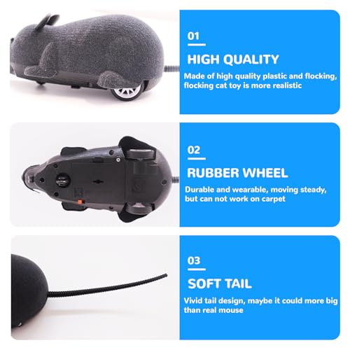 Remote Control Rat Mouse Cat Toy Realistic RC Fake Rat Mouse Toy Flocking Wireless Funny Chasing Electronic Interactive Cat Toys Prank Joke Scary Trick Rats for Cats Dogs Novelty (Grey) - color: Grey