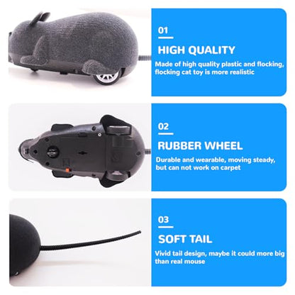 Remote Control Rat Mouse Cat Toy Realistic RC Fake Rat Mouse Toy Flocking Wireless Funny Chasing Electronic Interactive Cat Toys Prank Joke Scary Trick Rats for Cats Dogs Novelty (Grey) - color: Grey