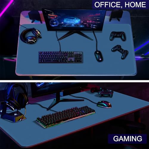 Large Gaming Mouse Pad, XXL Extended Computer Keyboard Mouse Mat with Stitched Edges, 31.5" x 15.7" Non-Slip Waterproof Rubber Base Office Big Long Mousepad for Work, Game, Office, Home, Blue - color: Blue