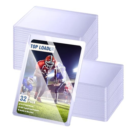 32ct Card Sleeves Hard Plastic, EDUDIIU 3" x 4" Top Loads for Cards, 35PT Hard Card Protectors, Rigid Toploads Hard Plastic for Yugioh, Baseball, Sports Cards - size: 32 Toploads
