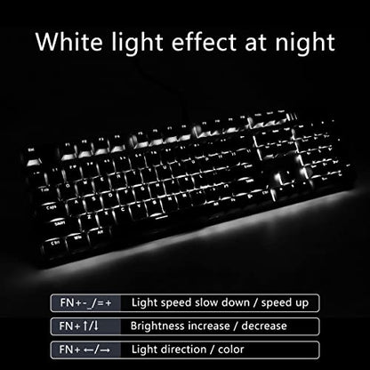 Merdia Brown Switch Black Full Size Mechanical Gaming Keyboard | 104 Keys US Layout Ice Blue Backlit Wired PC Gaming Keyboards | Hot Swappable LED Backlit Wired Mechanical Computer Keyboards - color: Brown Switch Black