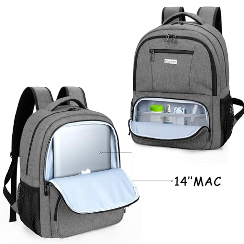 CURMIO CPAP Backpack Compatible with ResMed AirSense 9 10 11, Gray | CPAP Supplies Storage Bag with Chest Belt for Power Supply, Mask, Headgear strap, Tubes, Empty Bag - color: Gray