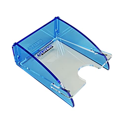 LITKO Standard Card Deck Holder | Single Pile, 40-60 | US/EU 70x100mm | Playing card tray for Magic, Pokémon & TCGs | Angled finger notch | Snap-fit, no glue | Laser-cut acrylic - color: Fluorescent Blue, size: Holds 40-60 Standard Cards. Single Pile