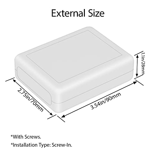 LeMotech Project Box 5 Pieces ABS Plastic Electrical Project Case Small Junction Box for Electronics White 3.54 x 2.75 x 1.10 inch (90 x 70 x 28 mm) - color: 5 pieces, size: 3.54"x 2.75"x 1.10"