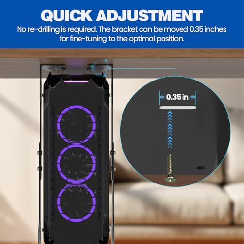 Adjustable Under Desk PC Mount, Heavy Duty PC Holder Under Desk- Up to 77 lbs Load Capacity, CPU Holder Stand Computer Mount for Standing Desks Home Office Laboratory