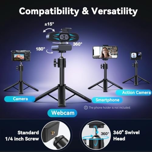 EMEET C60E Dual 4K Webcam for Streaming with Tripod, Wide-Angle and Telephoto Cameras, Max 11X Hybrid Zoom & PDAF Autofocus, Remote Control, RGB Lighting, 2 Mics, Plug & Play USB Webcam for PC & Mac - style: Dual-Camera w/ Tripod