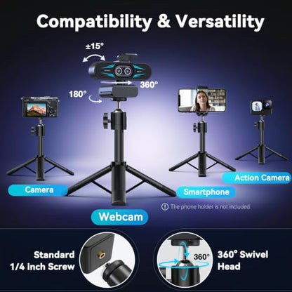 EMEET C60E Dual 4K Webcam for Streaming with Tripod, Wide-Angle and Telephoto Cameras, Max 11X Hybrid Zoom & PDAF Autofocus, Remote Control, RGB Lighting, 2 Mics, Plug & Play USB Webcam for PC & Mac - style: Dual-Camera w/ Tripod