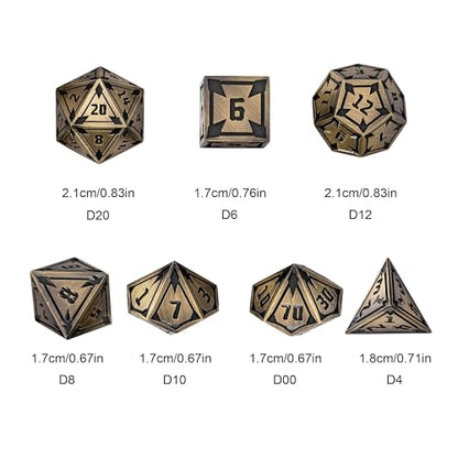 UDIXI Metal Dice Set D&D Heavy Metallic DND Dice for Tabletop Game (Bronze) | 7-Pieces, Lozenge Pattern, Zinc Alloy Material, Gorgeous Gift Case, DM Gift, for Dungeons and Dragons Role Playing Games - color: Ancient Bronze