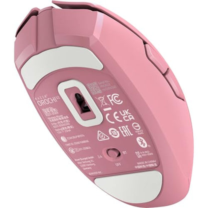 Razer Orochi V2 Wireless Gaming Mouse, PC & Mac, Portable, 60g, Quartz Pink | Bluetooth & 2.4GHz Wireless Connectivity, 18K DPI, Up to 1100 Hr Battery Life - color: Quartz