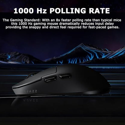 AJ159P MC Wireless Gaming Mouse, 12000 DPI, Tri-Mode 2.4G/Bluetooth/Wired, Magnetic RGB Charging Dock, 56g Ultra-Light, Programmable 6 Buttons - Perfect for Gaming, Work & Travel (Black) - color: Black