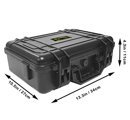 12" Hard Case with Pick Pluck Foam Insert, 13.3 x 10.5 x 4.3 Inch - Watertight Airtight Case for Pistol, Recorder, Camera, Microphone, GoPro - size: Inner 12" x 8.5" x 4"