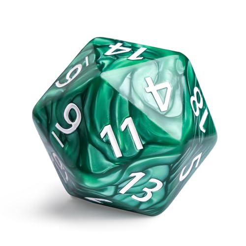 20 Sided DND Dice,D20 Giant Polyhedral Dice,55mm Titan Large Pearl Color D20 Dice,20 Sided Cube D&D Dice Set for Dungeons and Dragons, RPG, MTG Table Games(Green-Pearl Series) - color: D-20 Green