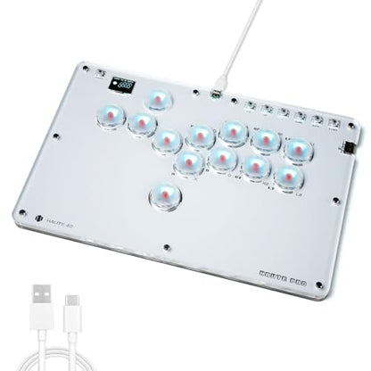 Sehawei Haute42 Arcade Stick 13Keys All-Button Gamerfinger for PC/Ps3/Ps4/Switch/Steam Game Keyboard-Supports Hot Swap & SOCD (White) - color: White