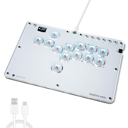 Sehawei Haute42 Arcade Stick 13Keys All-Button Gamerfinger for PC/Ps3/Ps4/Switch/Steam Game Keyboard-Supports Hot Swap & SOCD (White) - color: White