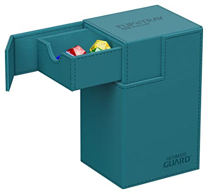 Ultimate Guard Flip'n'Tray 80+, Deck Case for 80 Double-Sleeved TCG Cards + Dice Tray, Petrol, Independent Magnetic Closure & Microfiber Inner Lining - color: Petrol, size: 80+