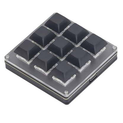 Gugxiom Mini 9 Key Macro Keyboard, One Handed Mechanical Gaming Keyboard, Triple Mode USB C 2.4G BT 5.1 Programmable Keypad