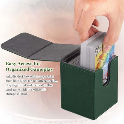 Arkeiliy MTG Deck Box with 50 Pcs Card Sleeve, 110+ Card Storage Leather Deck Box for Magic Commander, Collectible Trading Card Cases (4 Pack III) - color: 4 Pack III