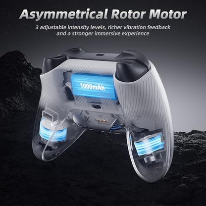 Mytrix PC Controller with Charing Dock, Wireless Bluetooth 2.4G Wired Multi-Platform Controllers Hall Effect Joysticks Hall/Micro 2-in-1 Triggers, 1000Hz Report Rate 4 Macro Keys ABXY MicroSwitch [windows] - color: Gray