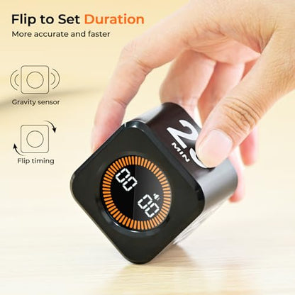 EooCoo Pomodoro Timer, Small Gravity Timer, Visual Countdown 5 10 25 50 | Desk Productivity Flip Timer, ADHD Tool Cube Countdown Stopwatch, for Office, Kitchen, Gym, College School Supplies - style: Visual Display