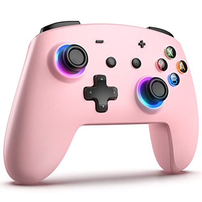 ECHTPower Switch 2 Pro Controller with Hall Effect Joysticks, One-Key Wake-Up for Switch 2, Wireless Controller for Switch 2/Switch/Lite/OLED, Turbo Button, 4 Back Buttons, RGB Lighting, 3.5mm Jack, Dual Vibration, 6-Axis Gyro - color: Pink