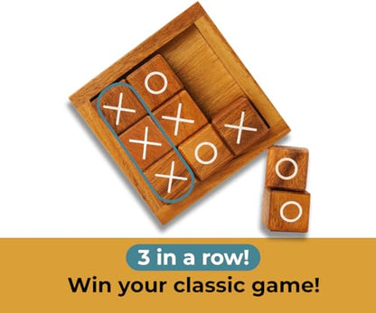 BSIRI Wooden Tic Tac Toe Coffee Table Decor Game Living Room Home Office Decorative Small Desk Bar Top Classic XO Tictactoe Toy Board Travel Size Wood Mini Gifts for Family Games and Gifts for Adults