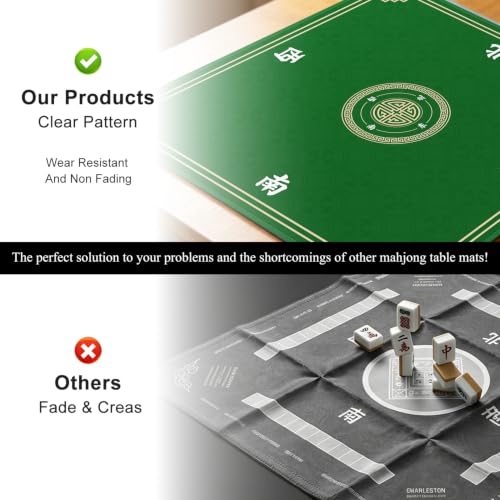 Mahjong Mat for Table, 31.5" x 31.5" Noise Reduction Non Slip Waterproof Mahjong Table Mat with Carrying Bag, Suitable for Mahjong, Poker, Board Games, Dominoes, and Card Games(Green) - color: Green