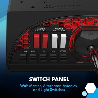 Honeycomb Aeronautical Alpha Flight Controls Yoke and Switch Panel | 180 Degree Rotation, Steel Shaft with Ball Bearings, 5-Pos Ignition, USB-C Pc and Mac