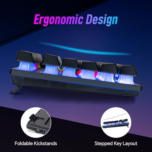 CHONCHOW Wired Gaming Keyboard, Light Up with Anti-Ghosting Keys | 104 Keys Full Size Ergonomic Design Cheap Keyboard LED Backlit for PC Mac Laptop Desktop, Gaming or Office