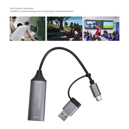 VBESTLIFE Video Capture Card, 1080P 60Hz Output 4K 30Hz Input HDMI to USB C 2.0 with Plug & Play UVC, for Streaming Gaming Camera
