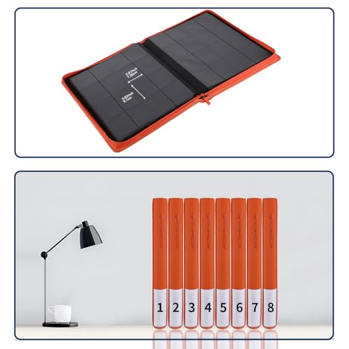 Snekdy premium 1024-pocket trading card binder, Card Albums 16 pockets, waterproof PU-leather Cover album with side loading, holds gaming, baseball (Orange) - color: Orange
