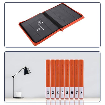 Snekdy premium 1024-pocket trading card binder, Card Albums 16 pockets, waterproof PU-leather Cover album with side loading, holds gaming, baseball (Orange) - color: Orange