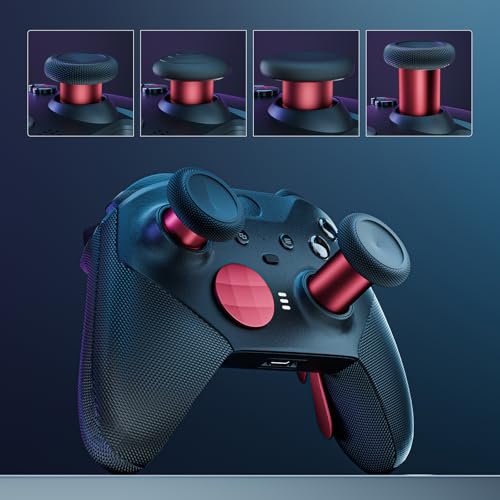 14-in-1 Controller Accessories Kit Compatible with Xbox Elite Series 2, 6 Premium Metal Thumbsticks, Swap Joysticks, 4 Interchangeable Paddles, 2 D-Pads, 1 Tool & 1 Storage Bag (Red) - color: Red