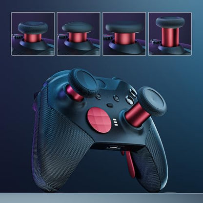 14-in-1 Controller Accessories Kit Compatible with Xbox Elite Series 2, 6 Premium Metal Thumbsticks, Swap Joysticks, 4 Interchangeable Paddles, 2 D-Pads, 1 Tool & 1 Storage Bag (Red) - color: Red