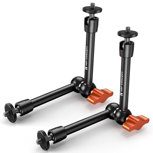 K&F CONCEPT 2-Pack 9.8" Magic Arm, 1/4" Screw Camera Mount Arm | 360° Ball Heads for DSLRs, Monitor, Flash, LED Light, Microphone, Camera Cage, Action Camera, MS32 - style: 9.8" Dual Arm