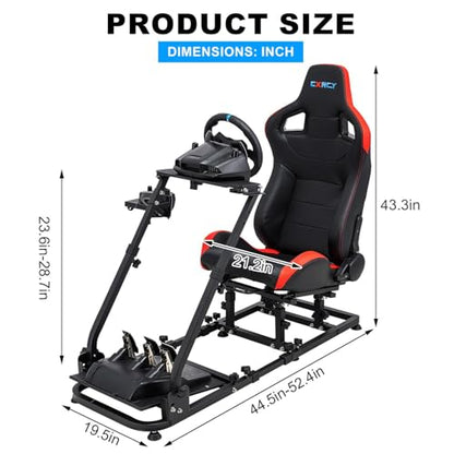 CXRCY Racing Sim Cockpit Stand with Seat for G29 G920 G923 G27 G25 | For Fanatec & Thrustmaster (T248X,T248,T300RS,T150,458). Xbox,PS4,PS5,PC. Adj backrest & slide rails. No wheel/pedals. - color: Black With Seat