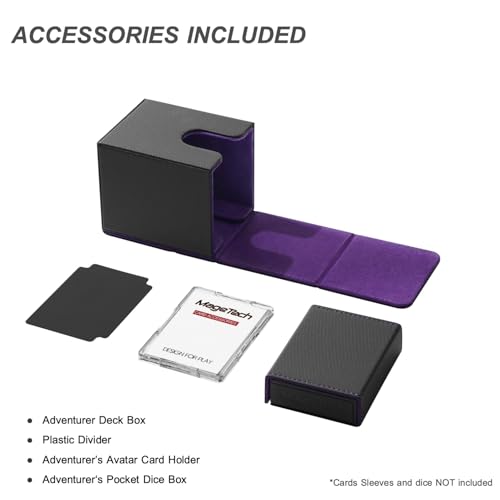 Mage Tech Adventurer [Champion] 60-Card Solution - Avatar Holder + Pocket Dice Box with Life Tracker - Rugged, Expandable - MTG Standard/LOR/PTCG - Black/Purple - color: 2. Eclipse (Black/Purple), style: 3. Champion[60-card solution]