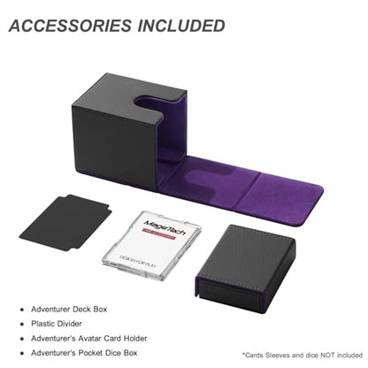Mage Tech Adventurer [Champion] 60-Card Solution - Avatar Holder + Pocket Dice Box with Life Tracker - Rugged, Expandable - MTG Standard/LOR/PTCG - Black/Purple - color: 2. Eclipse (Black/Purple), style: 3. Champion[60-card solution]
