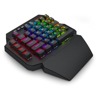 Redragon K758 Wired One-Handed RGB Mechanical Gaming Keyboard, 39 Keys Type-C Professional Gaming Keypad w/Upgraded Hot-Swappable Socket, 4 Onboard Macro Keys & Dedicated Wrist Rest