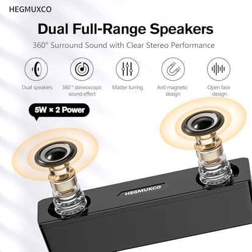 10W Wired Stereo Speaker Compact PC Speakers for Desktop -, USB Powered, 3.5mm Audio Input, Laptop Expertly Tuned Computer Soundbar